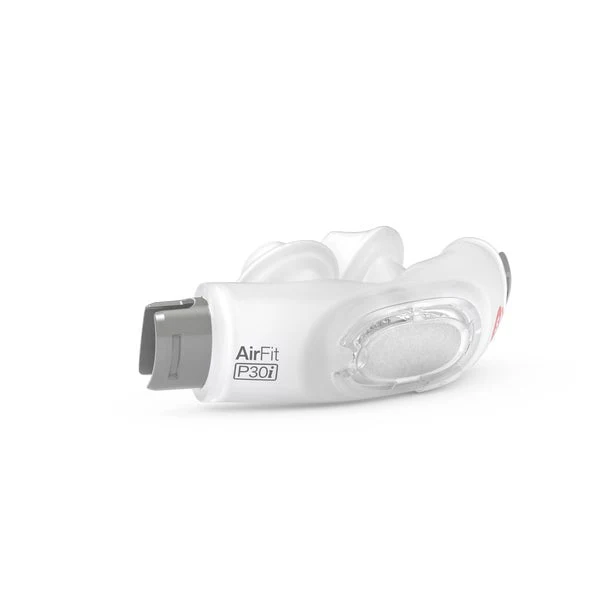 AirFit-P30i-Cushion-view Silikonowa poduszka nosowa do maski AirFit P30i, widok z boku na białym tle.